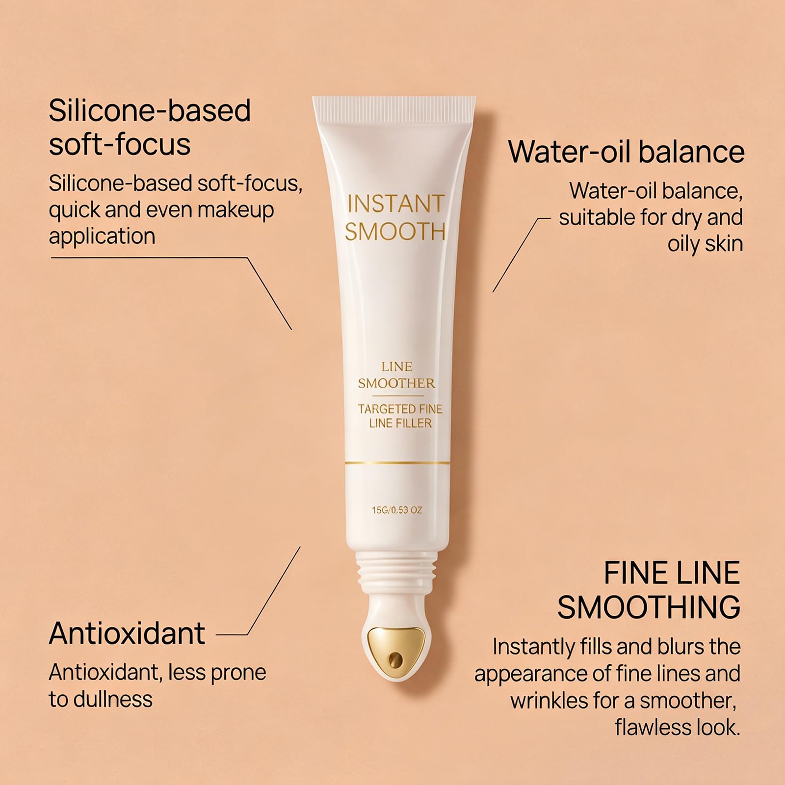 Skin Smoothing Even-Toning Primer, Instant Wrinkle Filler, Filler Primer, Matte First, Maquillaje Primer Maquillaje Piel Madura, Hidrata y Nutre, Crema Lift de Eye Face Lift debajo de los sacos de