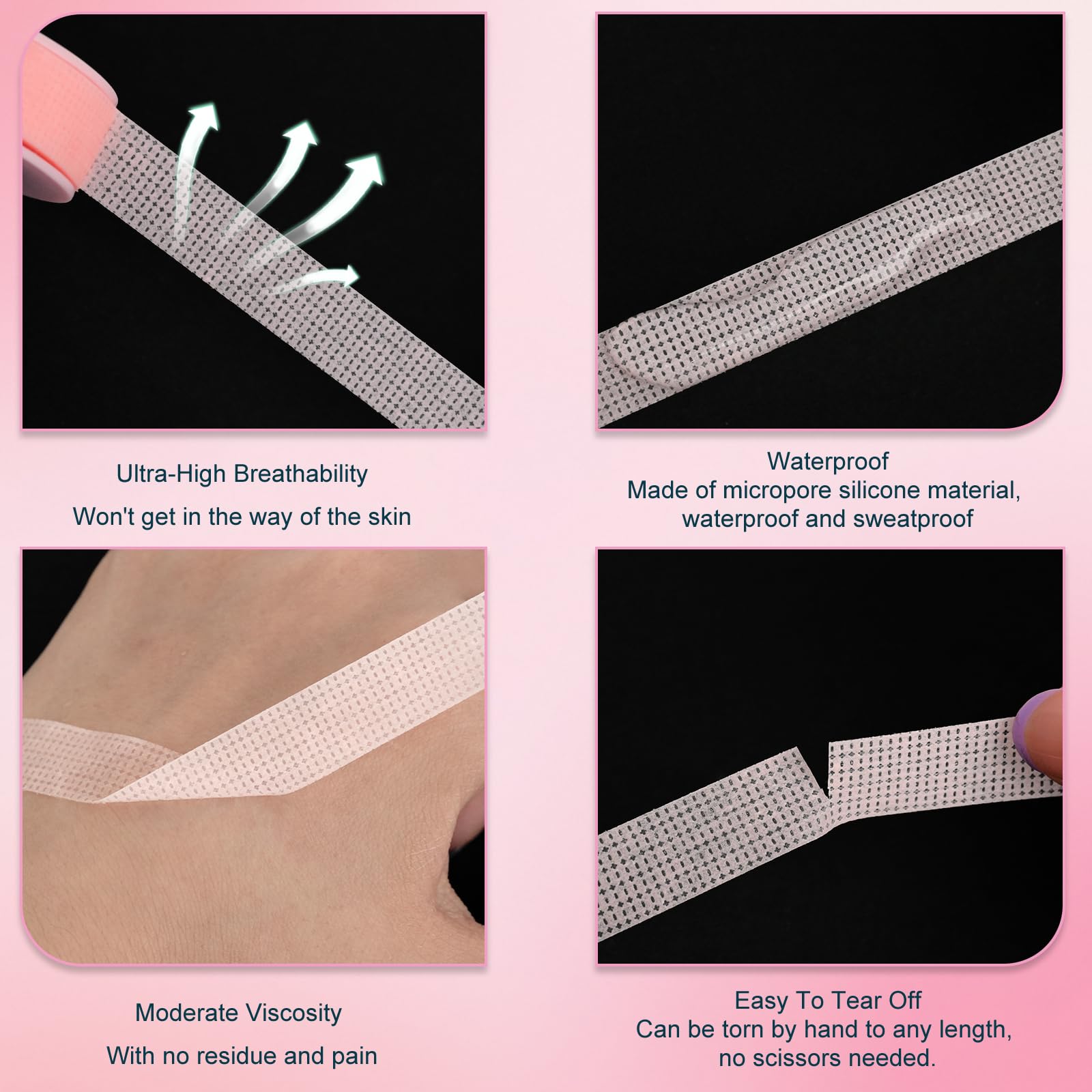 Nastro per Ciglia in Silicone per Estensioni Ciglia - Facile da Staccare, per Pelli Sensibili, Microforato e Traspirante - Per Make Up, Labbra, Ombretti, Fai da Te e Salone - EMEDA