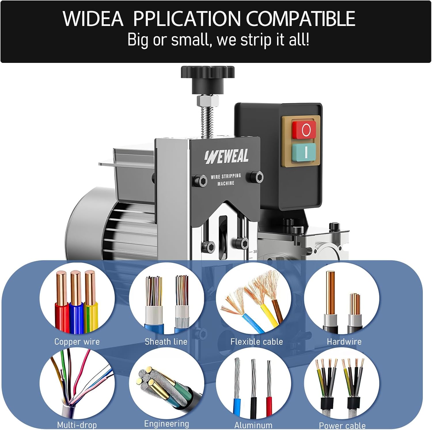 Wire Stripping Machine, 0.06''-1.18'' Automatic Wire Stripping Tool with All Aluminum Frame, Electric Wire Stripper Machine for Recycling Copper Wire