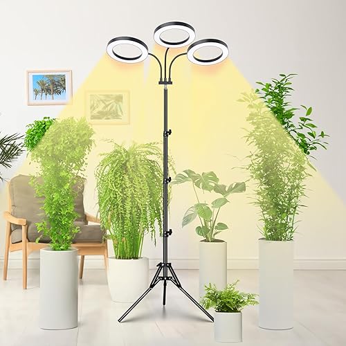 Miniatura 2 de LORDEM Luz de cultivo para plantas de interior, luz de plantas de tres cabezales para cultivo de plantas, lámpara de crecimiento de espectro