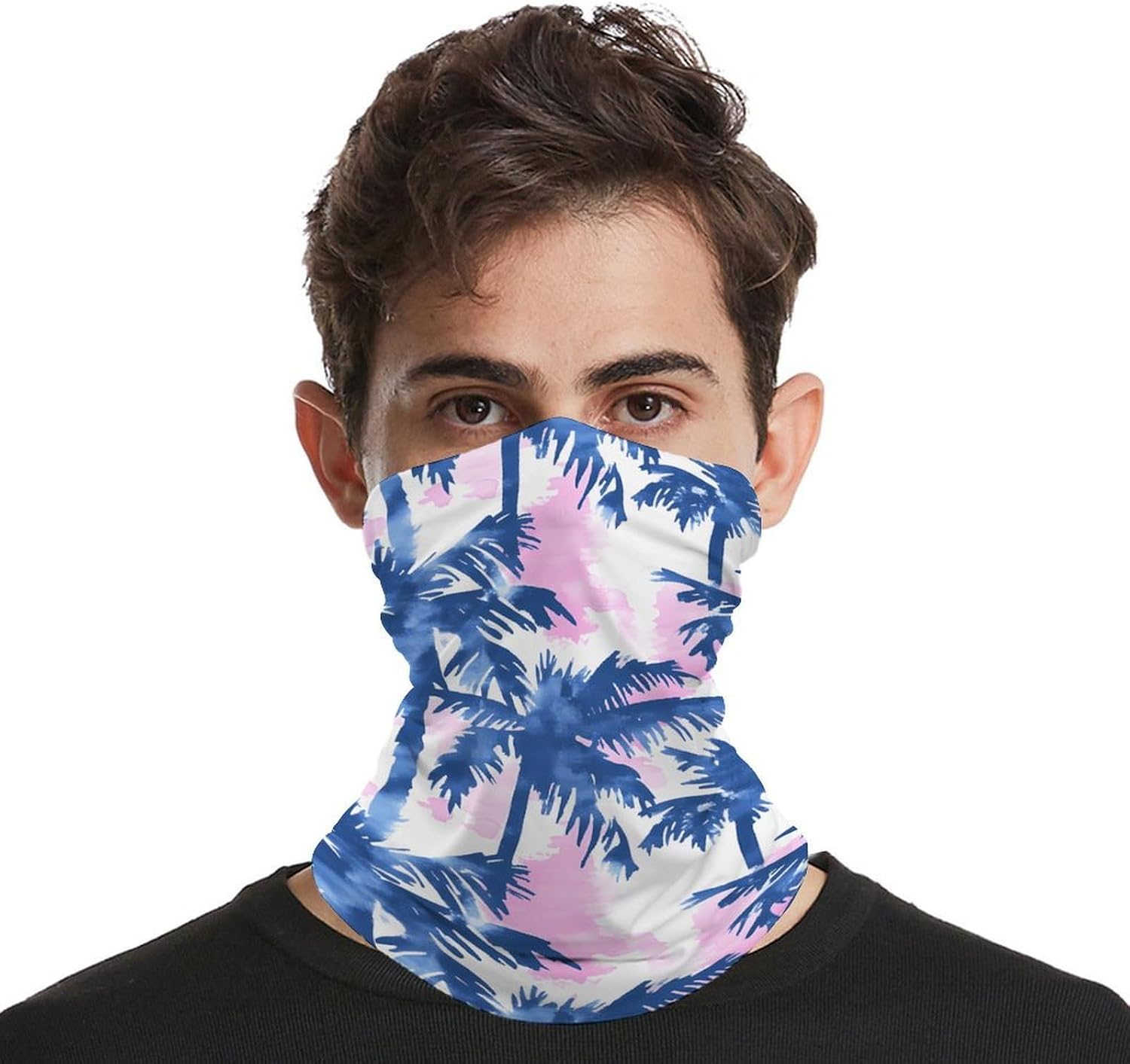 Hawaiian Watercolor Print Tree Neck Gaiter Windproof Face Mask Bandanas for Men Women Cold Weather Scarf