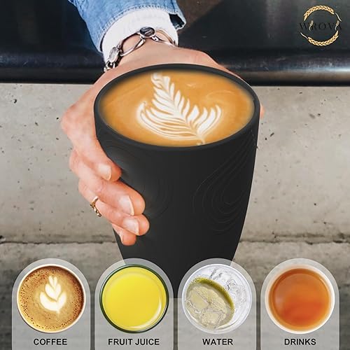 Miniatura 7 de Wrova Vasos de paja de trigo, 8 unidades, buena alternativa a los vasos reutilizables de plástico de 12 onzas, vasos irrompibles para beber