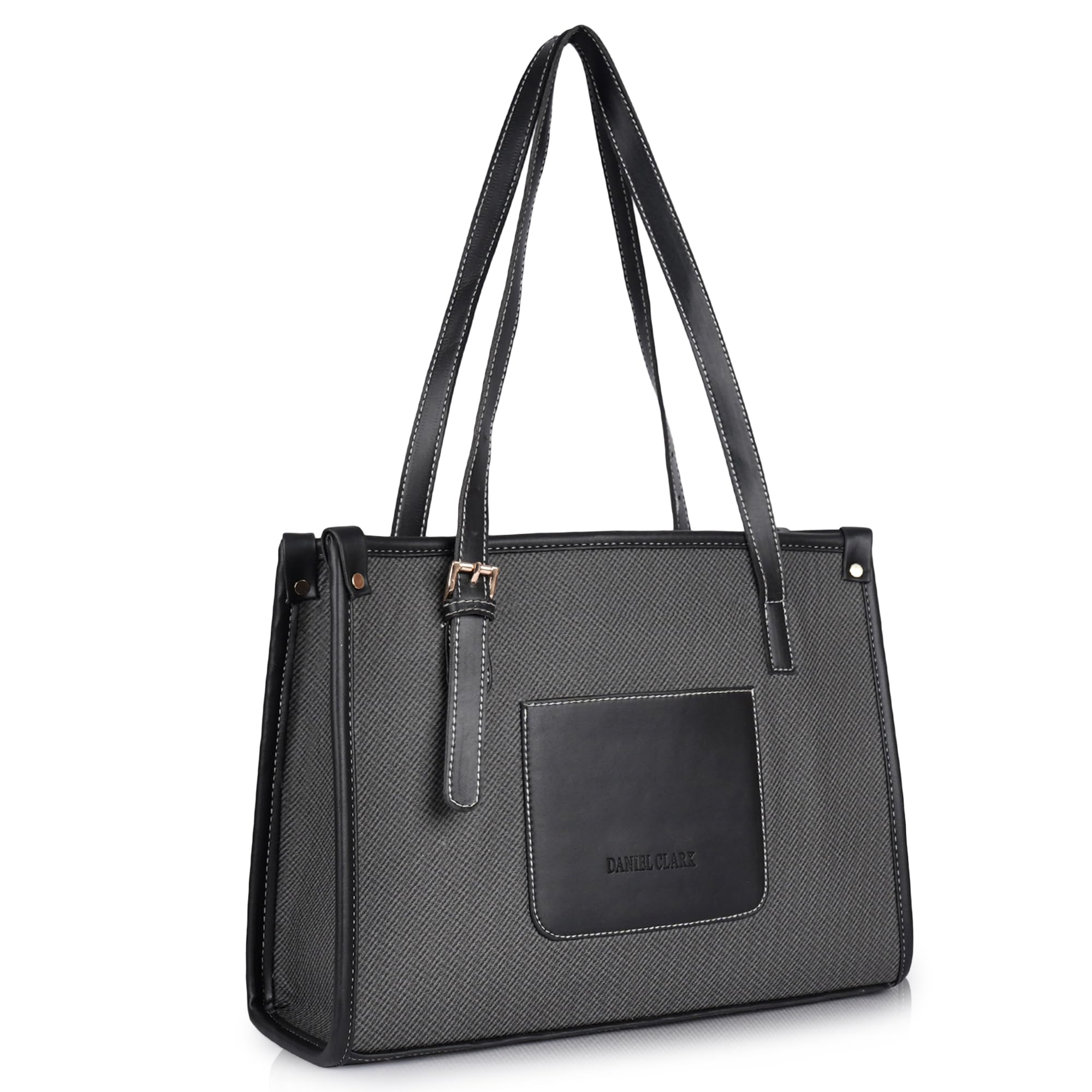 Premium Canvas Tote Bag for Women, Faux Leather Trim, Spacious Shoulder Carry Work Handbag-image-15