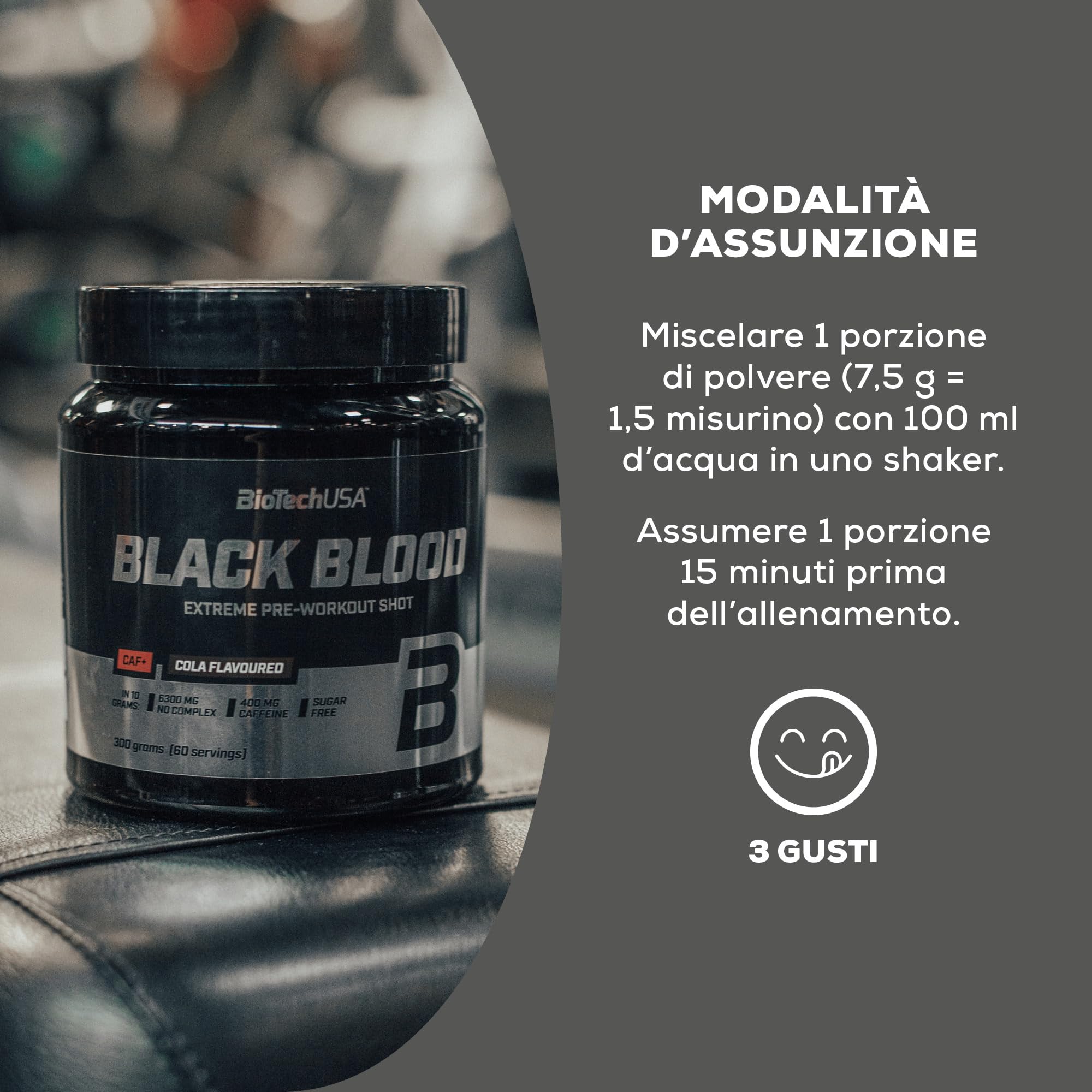 BioTechUSA Black Blood CAF+ | formula pre-workout | 12 principi attivi | Con citrullina e beta-alanina | complesso multicomponente pre-allenamento | Senza zucchero | 300 g, Mirtilli