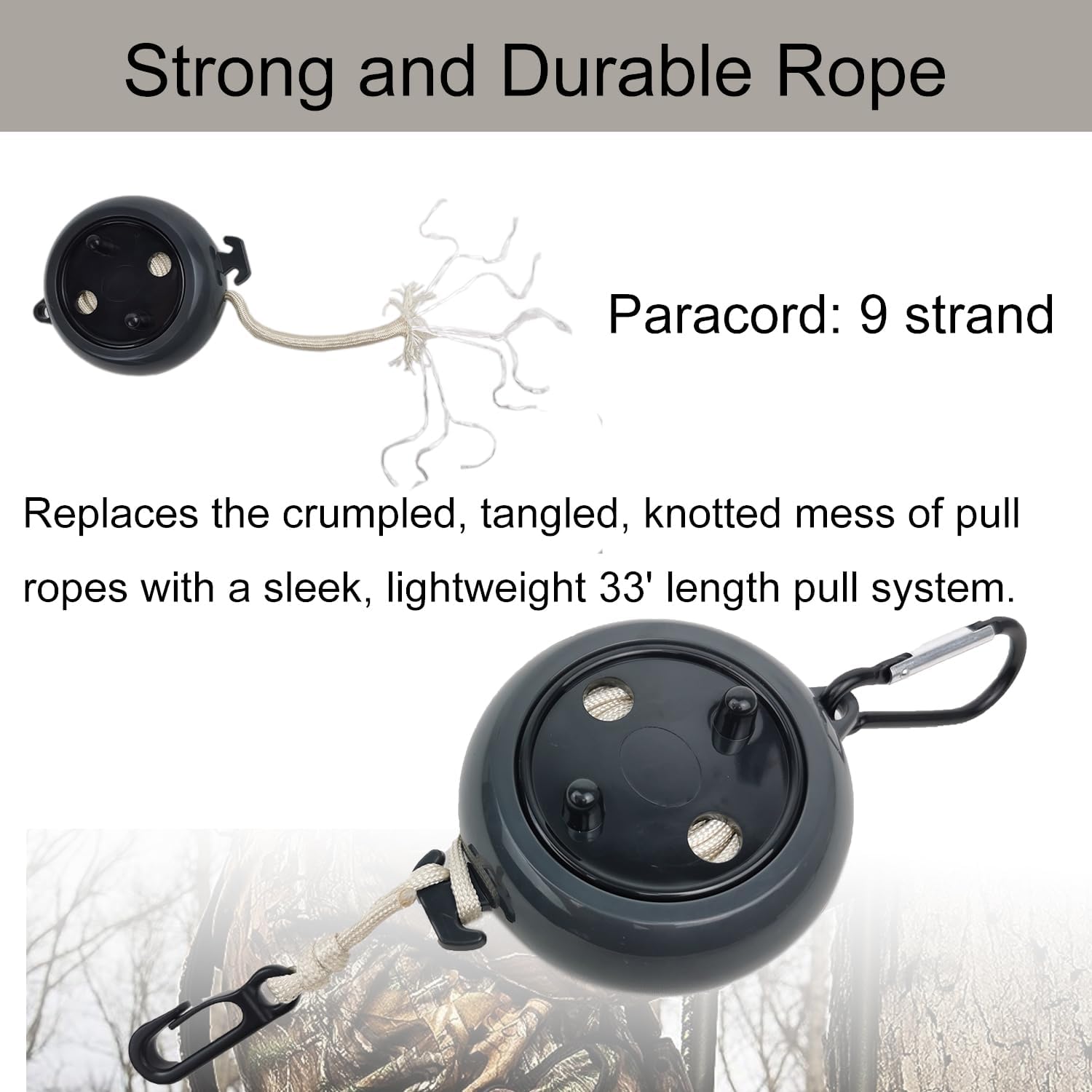 Retractable Bow Hoist Tree Stand Bow Hunting Accessories and Deer Hunting Equipment Saddle Bow Pull Up Rope 33ft Heavy Duty (1, Black)