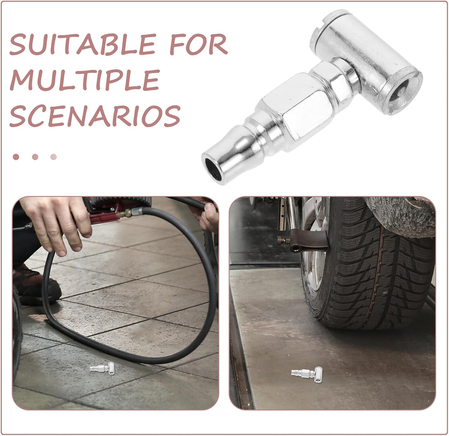 Dual Head Tire Air Chuck Quick Connect Tire Inflator Accessory with Quick Release Valve Extension Compatible with Air Compressor Pumps