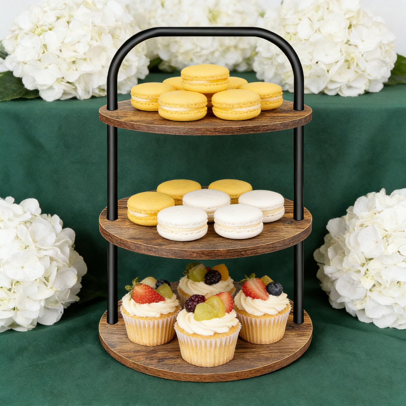 Soporte de madera para cupcakes con textura natural, bandeja para servir postres para fiestas y eventos