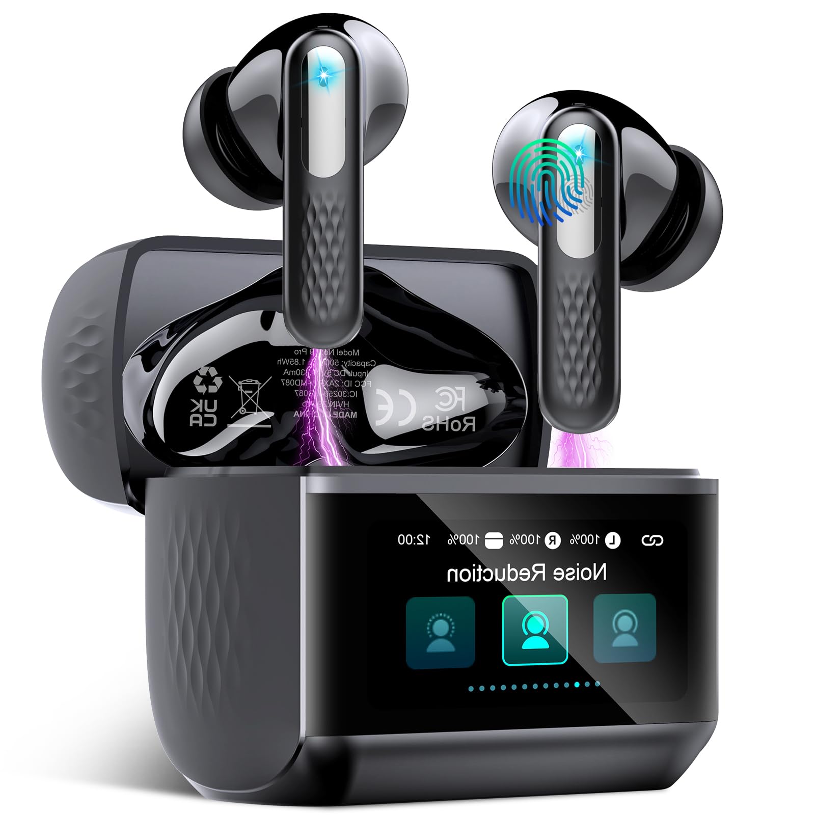 ZYHKON KI Übersetzer Kopfhörer mit ANC Mic, 3-in-1 Echtzeit Sprachübersetzer Kopfhörer 164 Sprachen/7 Modi/APP, 48H Bluetooth 5.4 Kopfhörer Übersetzer LED-Display, Anthrazitschwarz