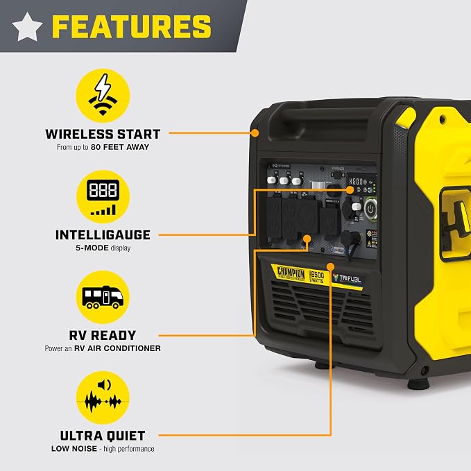 Generador Inversor Portátil Tri Combustible 6500W Champion miniatura 6