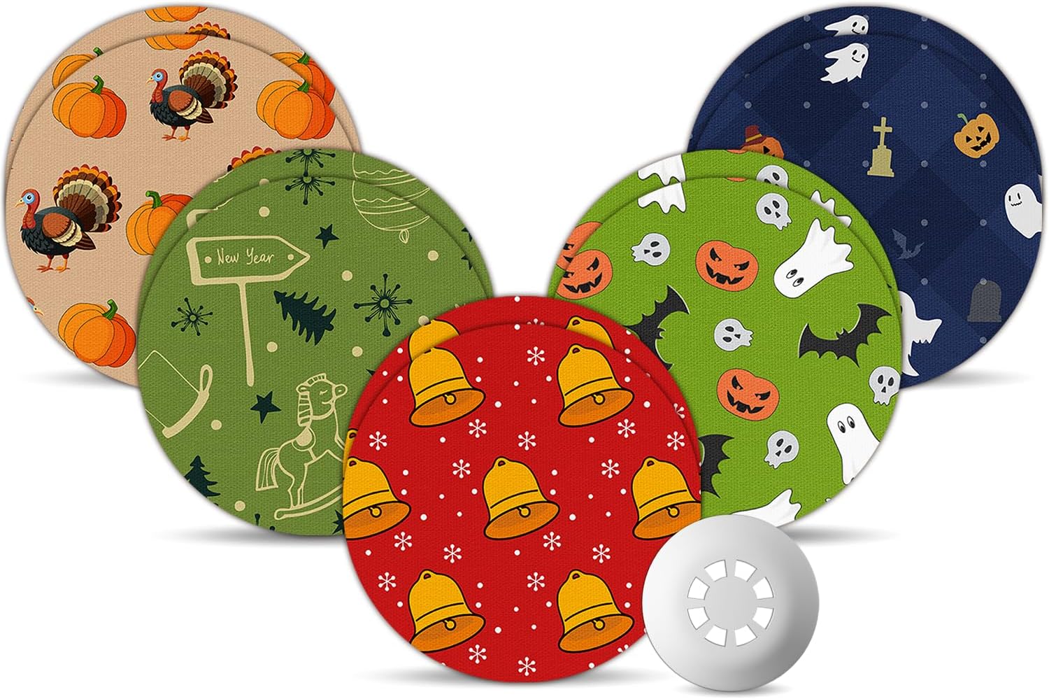 Libre 3 Sensor Covers Waterproof Christmas, Amolyfe 10-Pack Freestyle Libre 3 Covers, Bump-Proof with Hard Cap, Waterproof Breathable Medical CGM Adhesive Patches, 14-Day CGM Protection