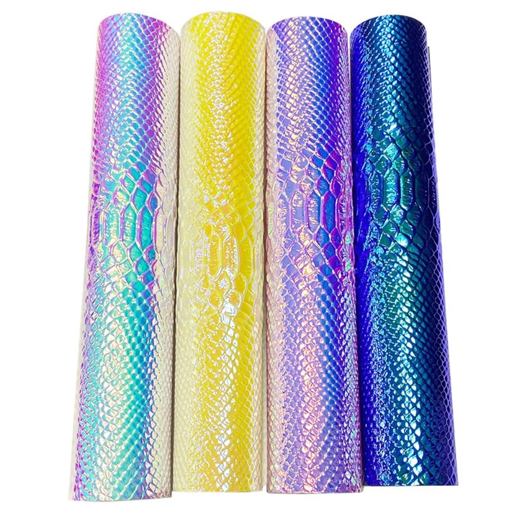 Wambere 5 unidades, tamaño 30 x 135 cm, piel sintética, piel sintética de poliuretano, multicolor, arcos de piel sintética con diseño de serpiente, para pendientes, lazos para el pelo y proyectos de