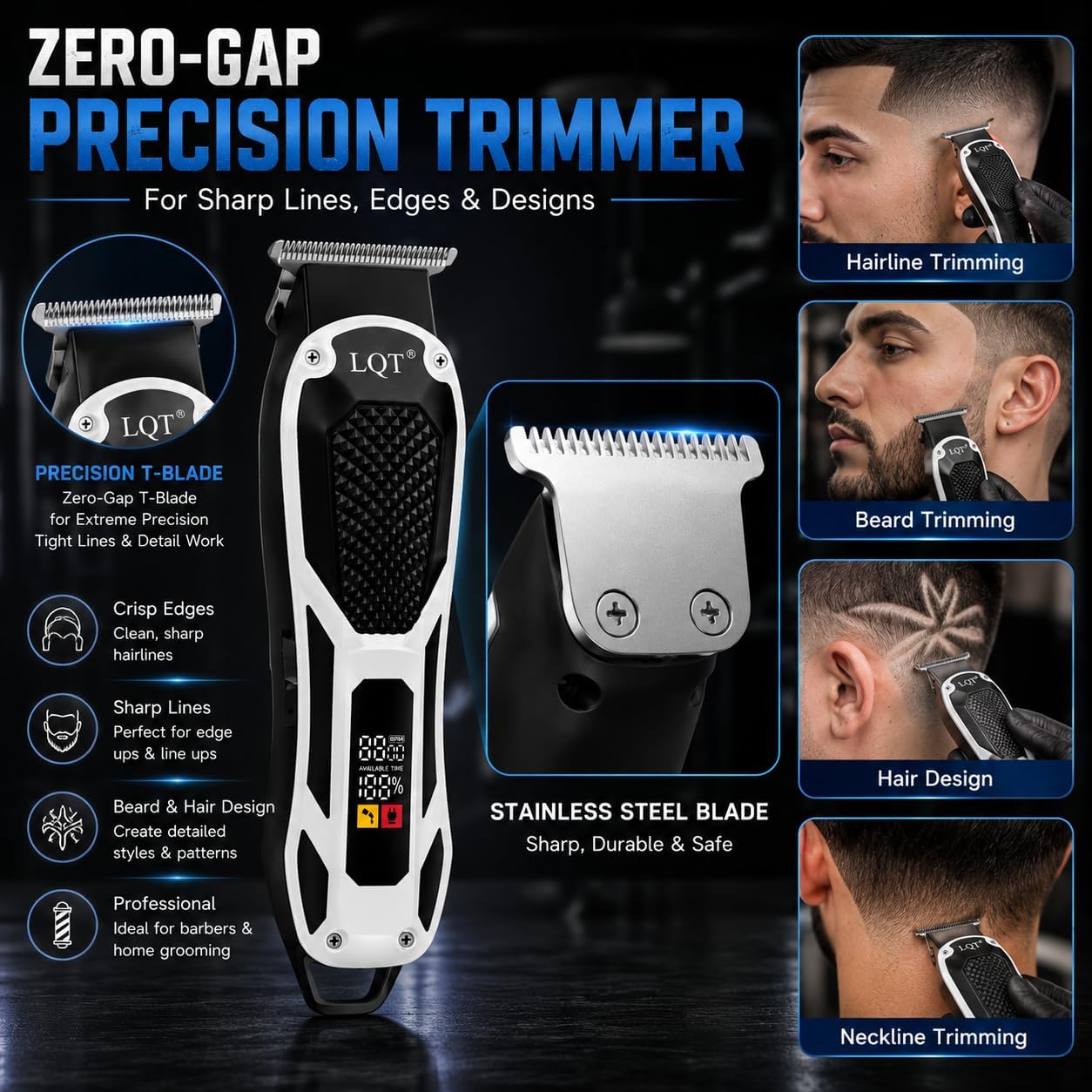 5-in-1 Hair Clippers for Men & Body Groomers White LED Display Cordless Clippers Set Beard Trimmer for Men Foil Shaver Nose and Ear Hair Trimmer with Storage Bag to Son Husband Father Gifts
