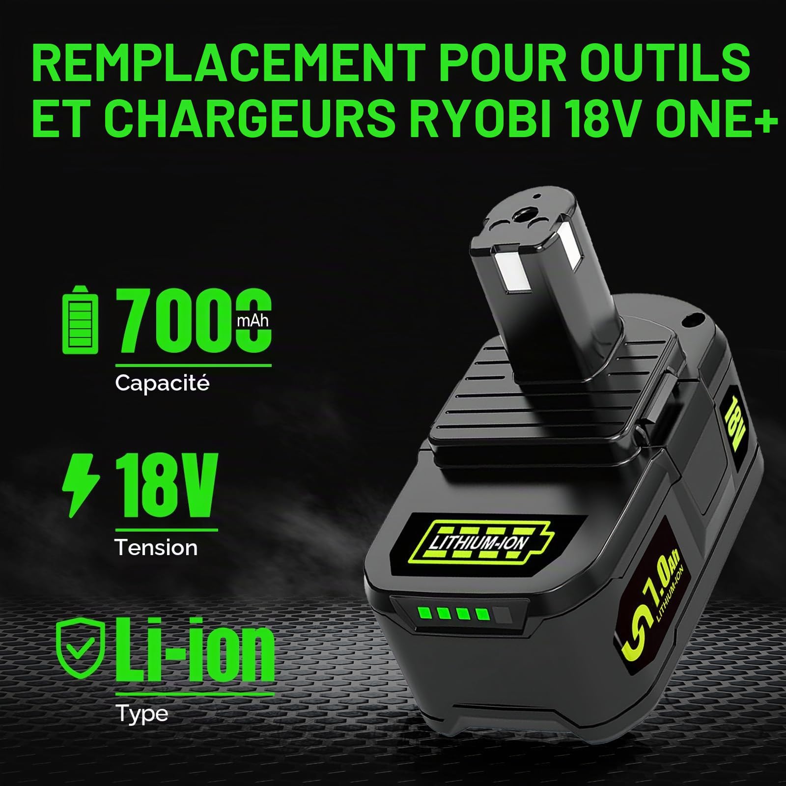 2X 18V 7Ah DREAMDASH Batterie de Remplacement pour Ryobi Batterie ONEPLUS