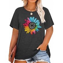 HDLTE Women Plus Size T Shirts Short Sleeve Casual Graphic Tee Tops