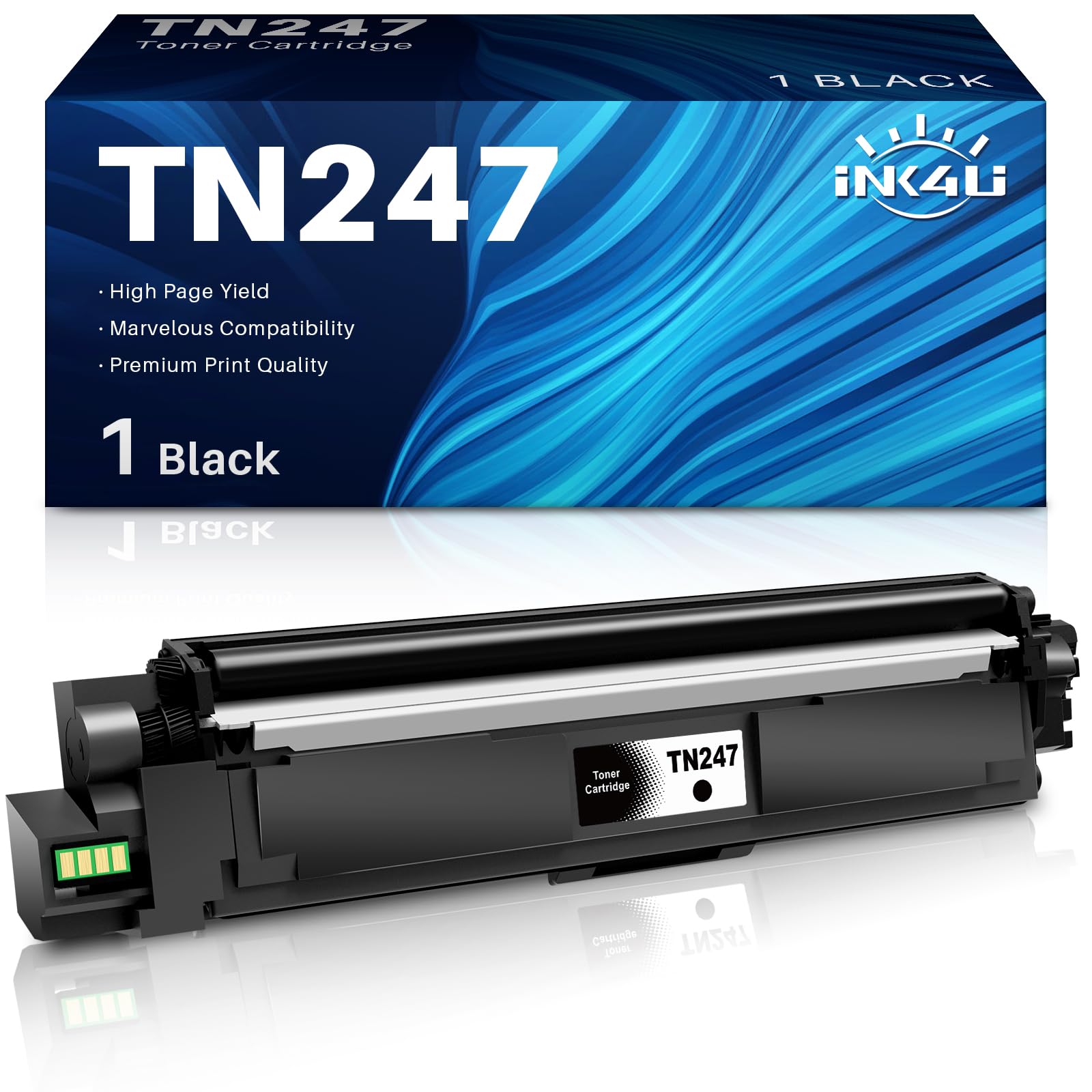 INK4U TN247 TN-247 Cartucce di Toner Compatibile per Brother TN247 TN 243 Compatibile per DCP-L3550CDW MFC-L3770CDW MFC-L3750CDW MFC-L3710CW MFC-L3730CDN HL-L3210CW HL-L3230CDW (Nero, 1-Pack)