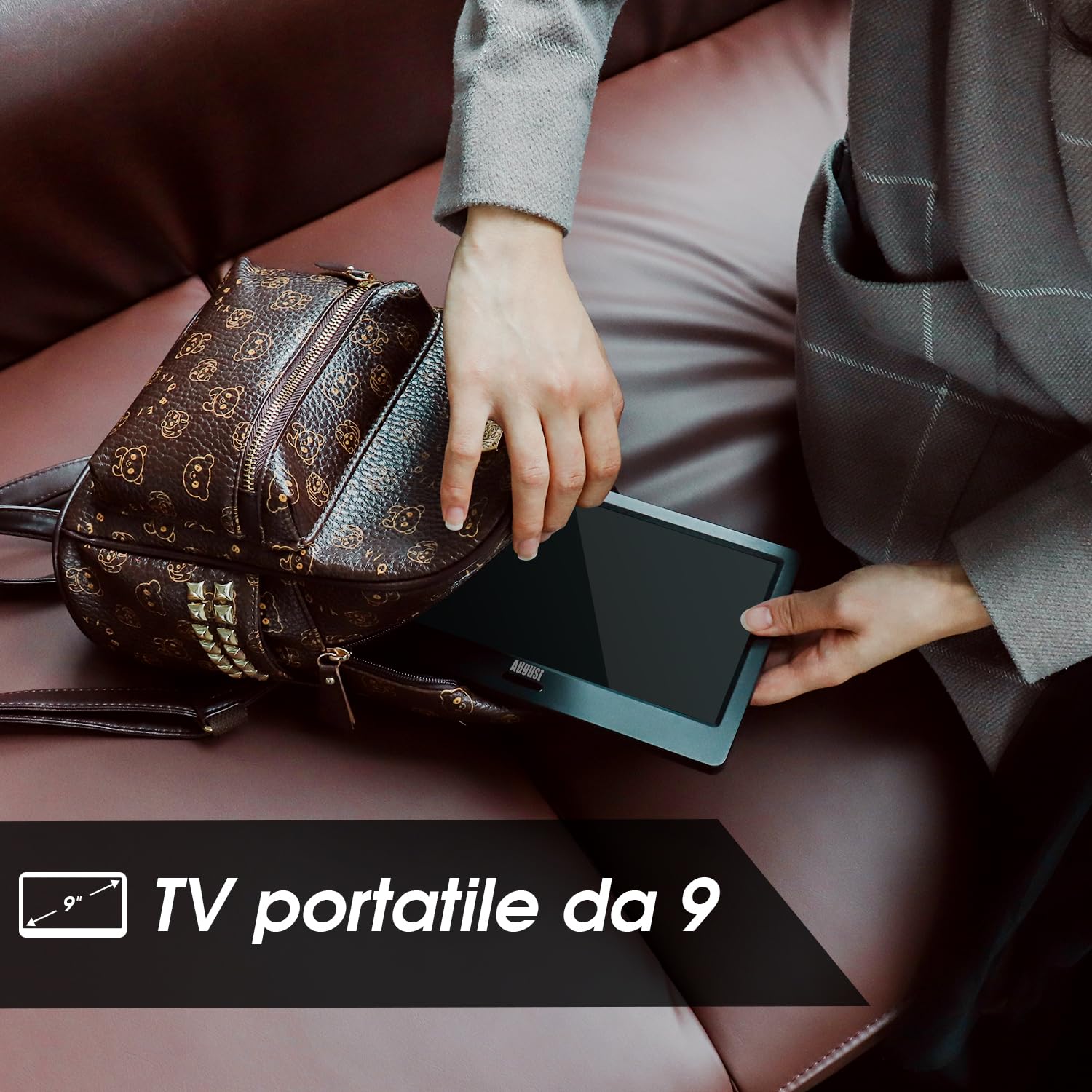 August DA900D TV portatile 9" ricaricabile Freeview HD con registratore | EPG 7 giorni e sottotitoli, lettore USB, HDMI/AVI in, audio in/out, 12V/rete, mini TV per camper e casa