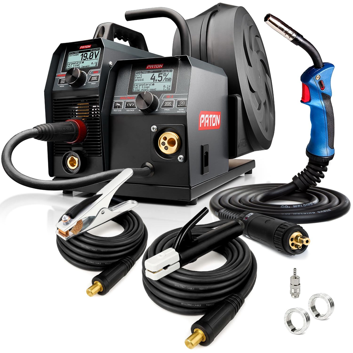 PATON ProMIG-160-15-2 160A poste à souder inverter professionnel MIG 3 en 1, 230V, alimentation de fil 15-2, Soudeur MIG sans gaz, Soudeur à fil numérique, Soudeur inverter professionnel