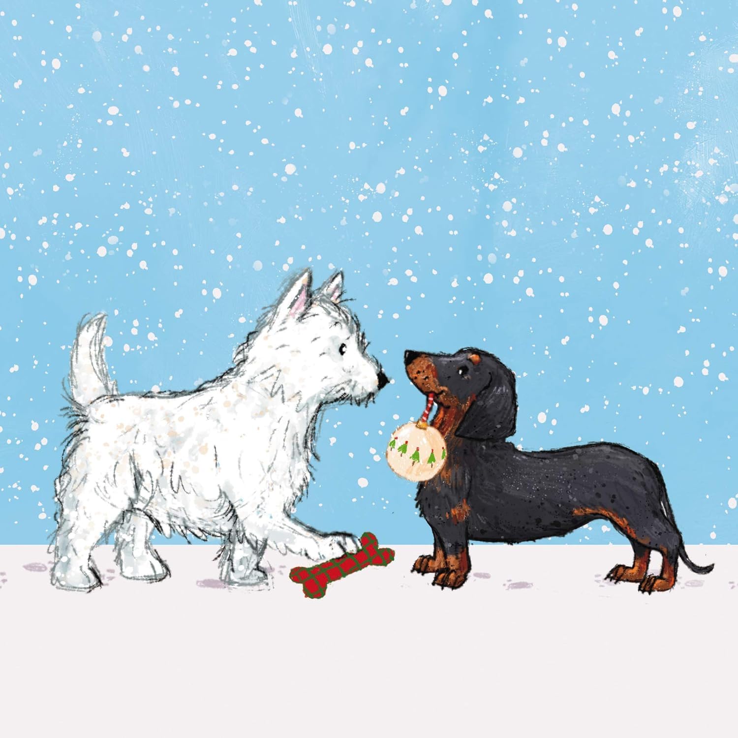 GBCC Charity Christmas Cards Pack of 8, Charity Christmas Cards with a Snowy Westie and Dachshund Dog Design