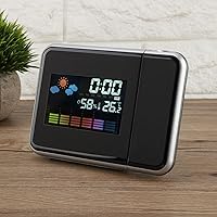 Vista 8 de Akozon Reloj despertador de proyección Digital LED Pronóstico del tiempo Calendario Pantalla Reloj despertador Temperatura Humedad Monitor Medidor