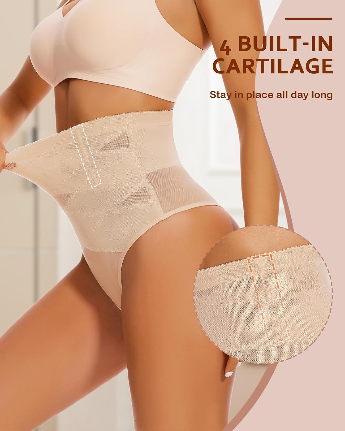 WOWENY Thong Shapewear Tummy Control Underwear For Women Seamless High Waisted Body Shaper Sexy Girdle Panties - Image 4