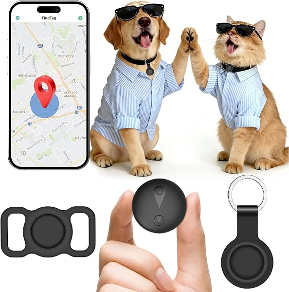 GPS for Dogs, GPS Cat Collar with Real Time Tracking, Mini Dog Locator, No Subscription Cat Locator for iOS and Android, Can Be Worn with a Collar, Black - 1