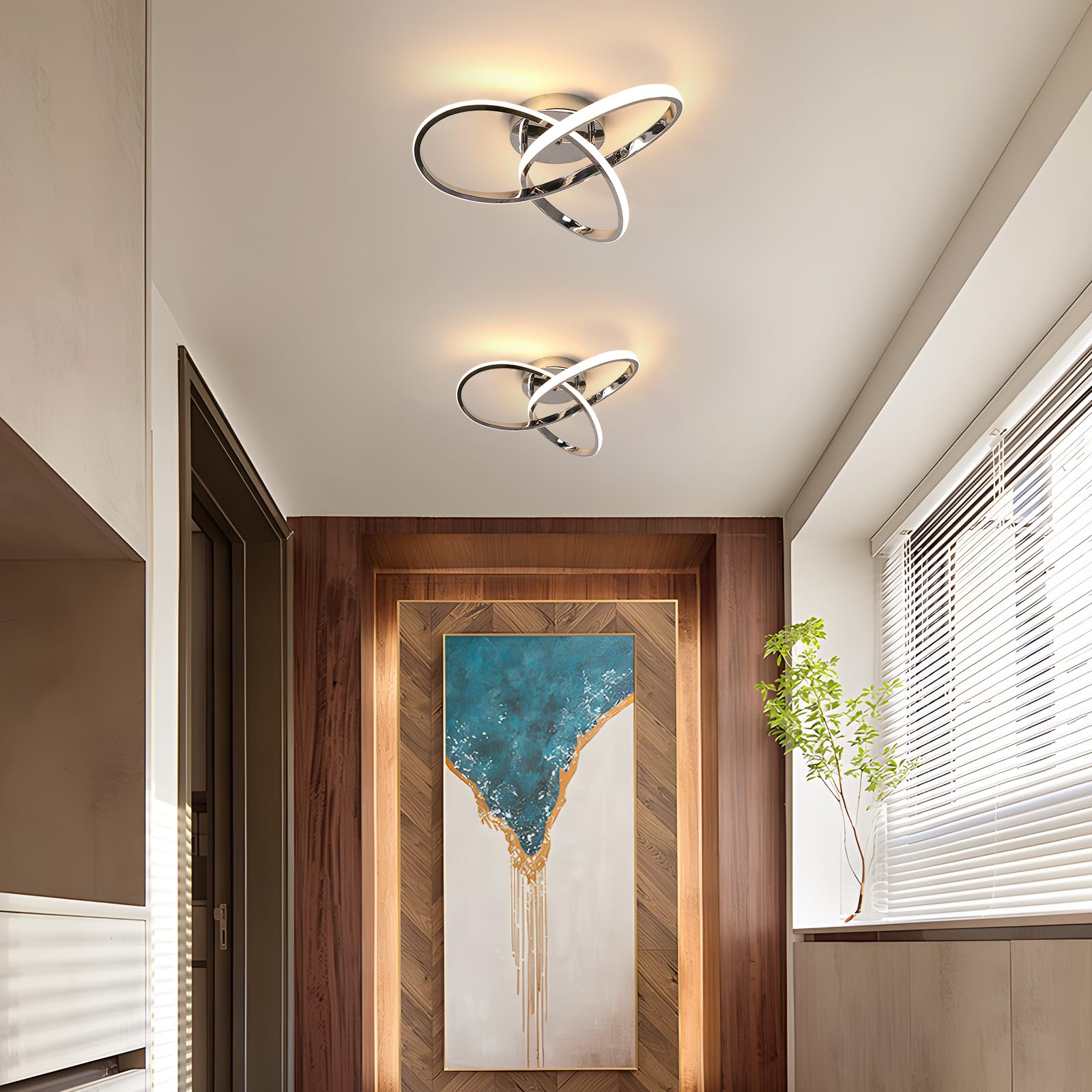 DELIPOP LED Deckenlampe Dimmbar, 36W Deckenleuchte Modern mit Fernbedienung | Verchromt Wandbeleuchtung für Wohnzimmer Schlafzimmer Esszimmer Balkon