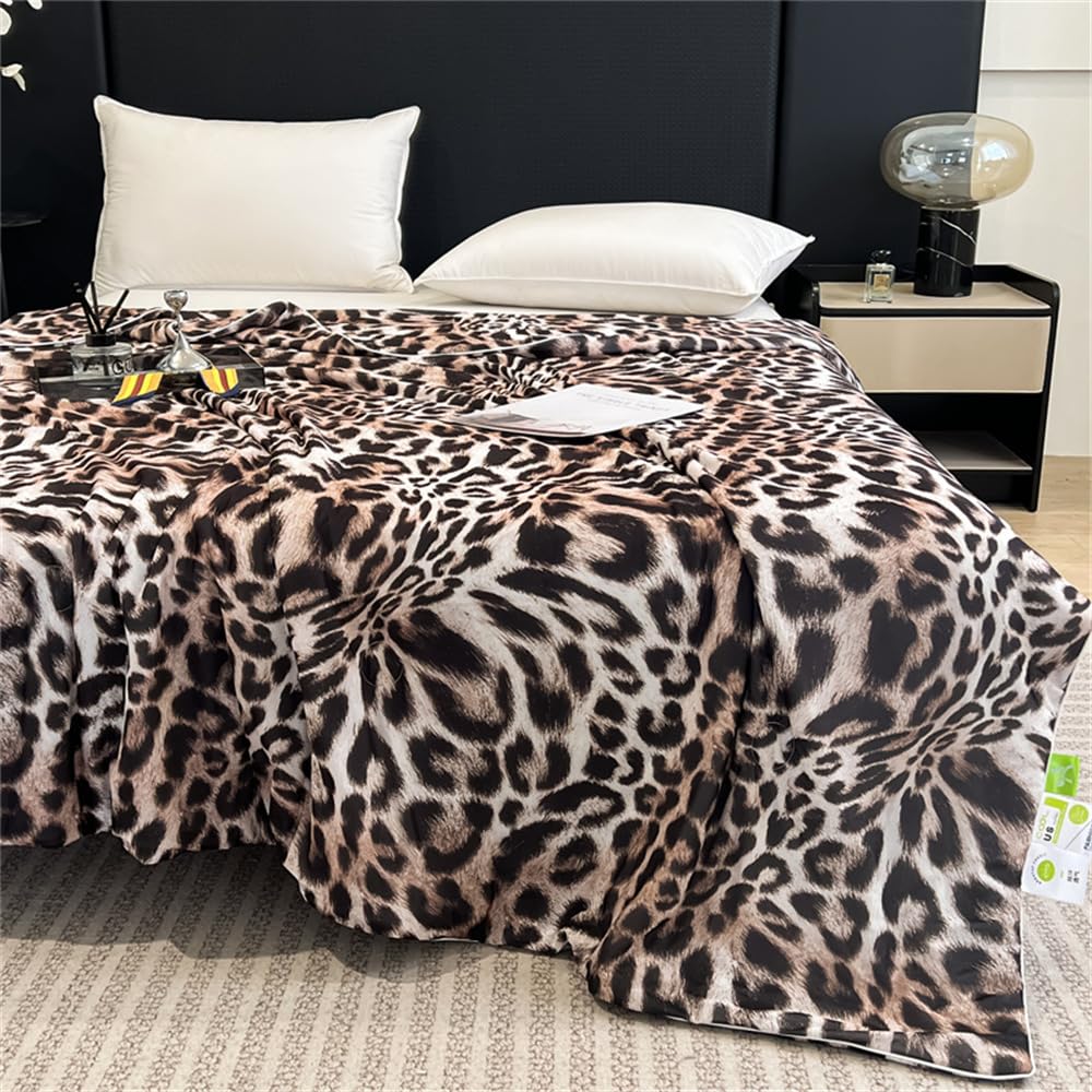 Chickwin Trapuntino Estivo Copriletto Matrimoniale Singolo, Freschezza Reversibile Leggero Coperta Primaverile Autunnale Trapunta Lavabile Cotone Trapuntato Coperta Letto (Leopardo,180x200cm)