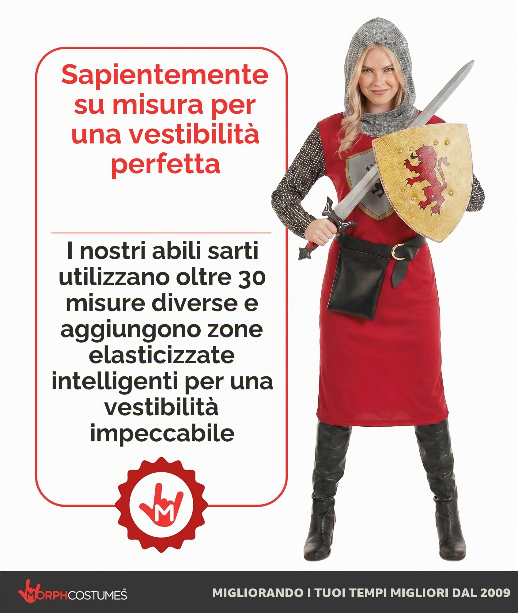 Fun Shack Costume Cavaliere Donna, Costume Medievale Halloween Donna | Abito con Effetto Cotta di Maglia, Cintura & Scudo, Stile Medievale, Perfetto per Halloween, Ideale per Travestirsi