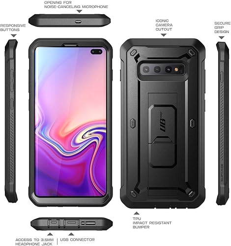 Miniatura 8 de SUPCASE Funda para Samsung Galaxy S10 Plus con Satnd (Unicorn Beetle Pro), [clip de cinturón integrado] Funda protectora resistente a prueba de