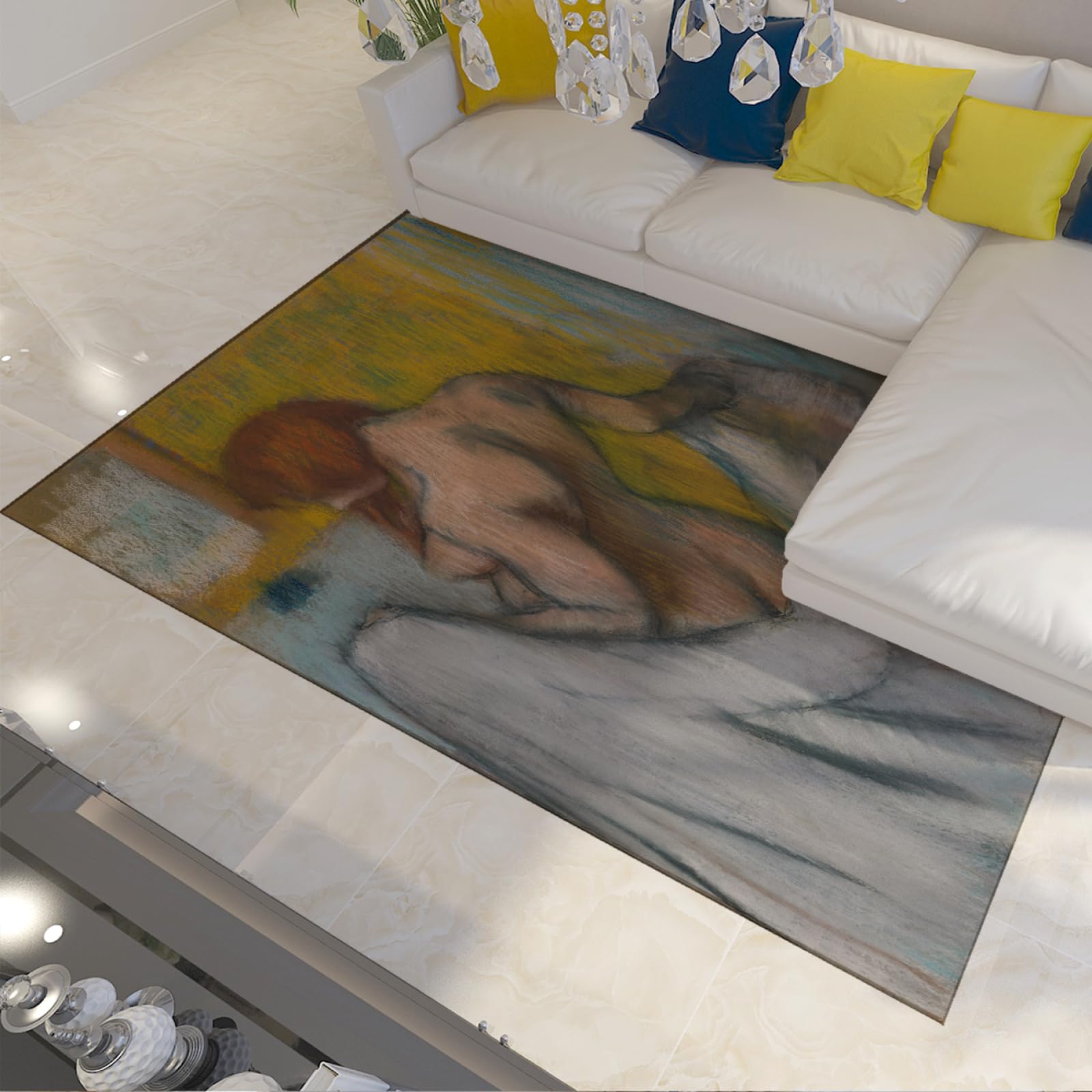 Tapis Edgar Degas style milieu du siècle lavable 90x150cm cuisine et salon