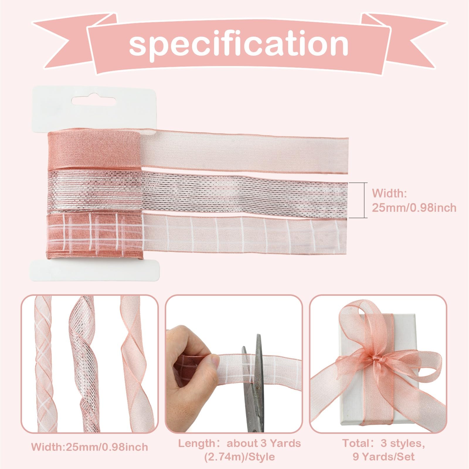 Nastro In Chiffon Blu Reale - 3 Stili, Larghezza 25 Mm, 9 Metri Totali, Per Regali, Matrimoni, Decorazioni Fai-da-te