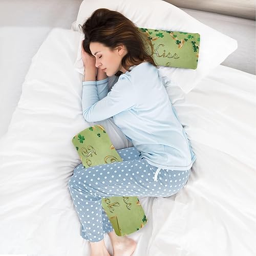 Miniatura 6 de St.Patrick with Sparkling Green Leaves Clover Coins Bolster Pillows for Bed Neck Roll Pillow Support Round Pillow Foam for Round Pillow Cases with