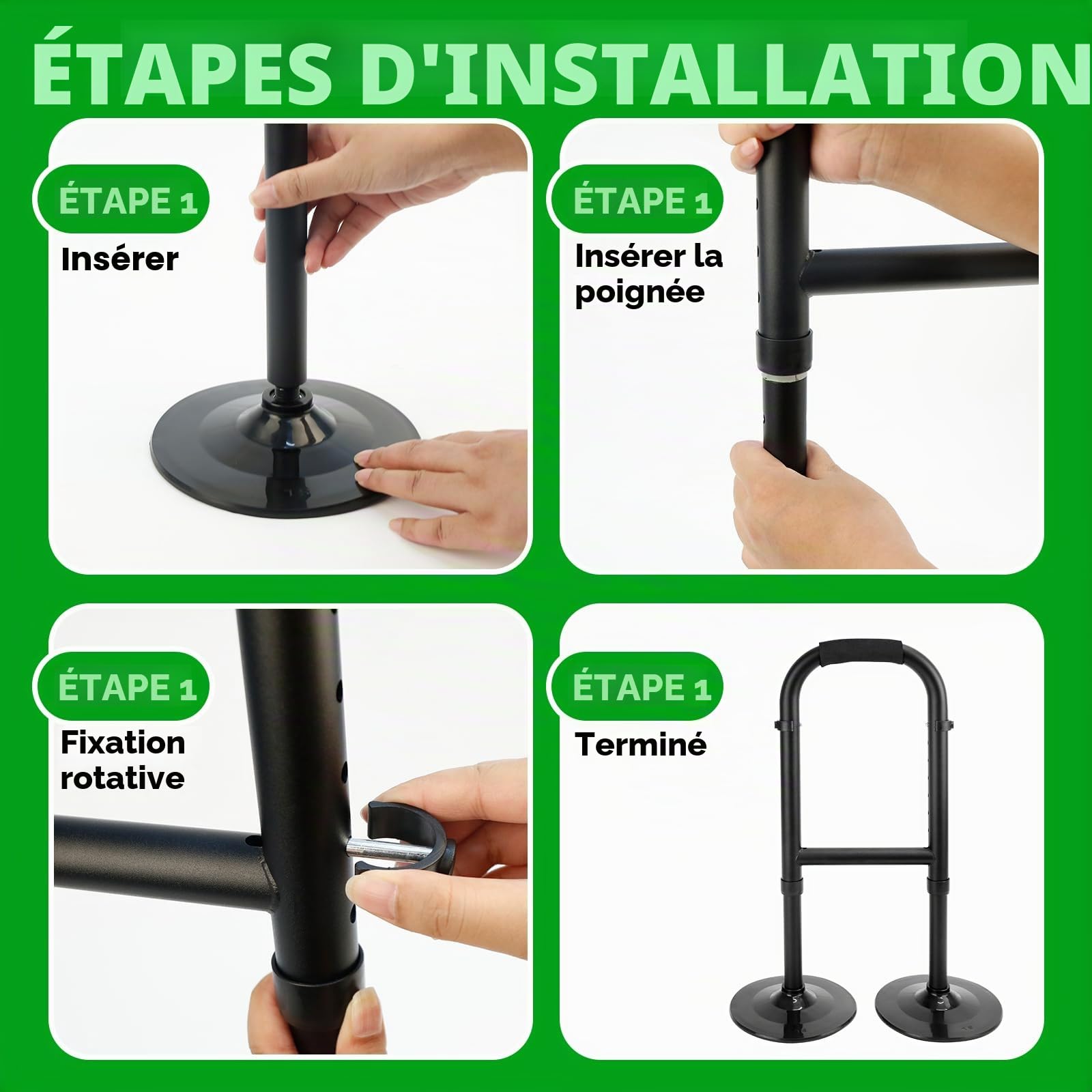 Aide à se lever du lit, pour personnes âgées, hauteur réglable, aide à se lever du sol pour les personnes âgées, aide à la position debout et aux soutiens, stabilité double base, charge minimale 90 kg