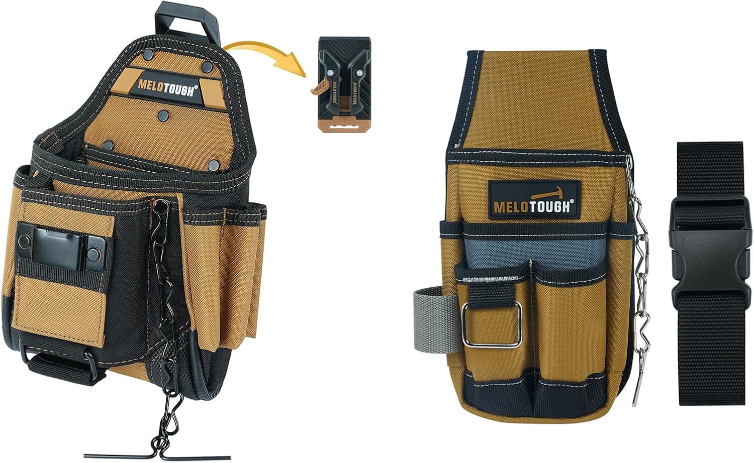 MELOTOUGH Small Electrician Tool Pouch Tool Belt Pouches with Belt Clip Utility Mini Tool Organizer Pouch for Electrician,Carpenter,Construction,Technician