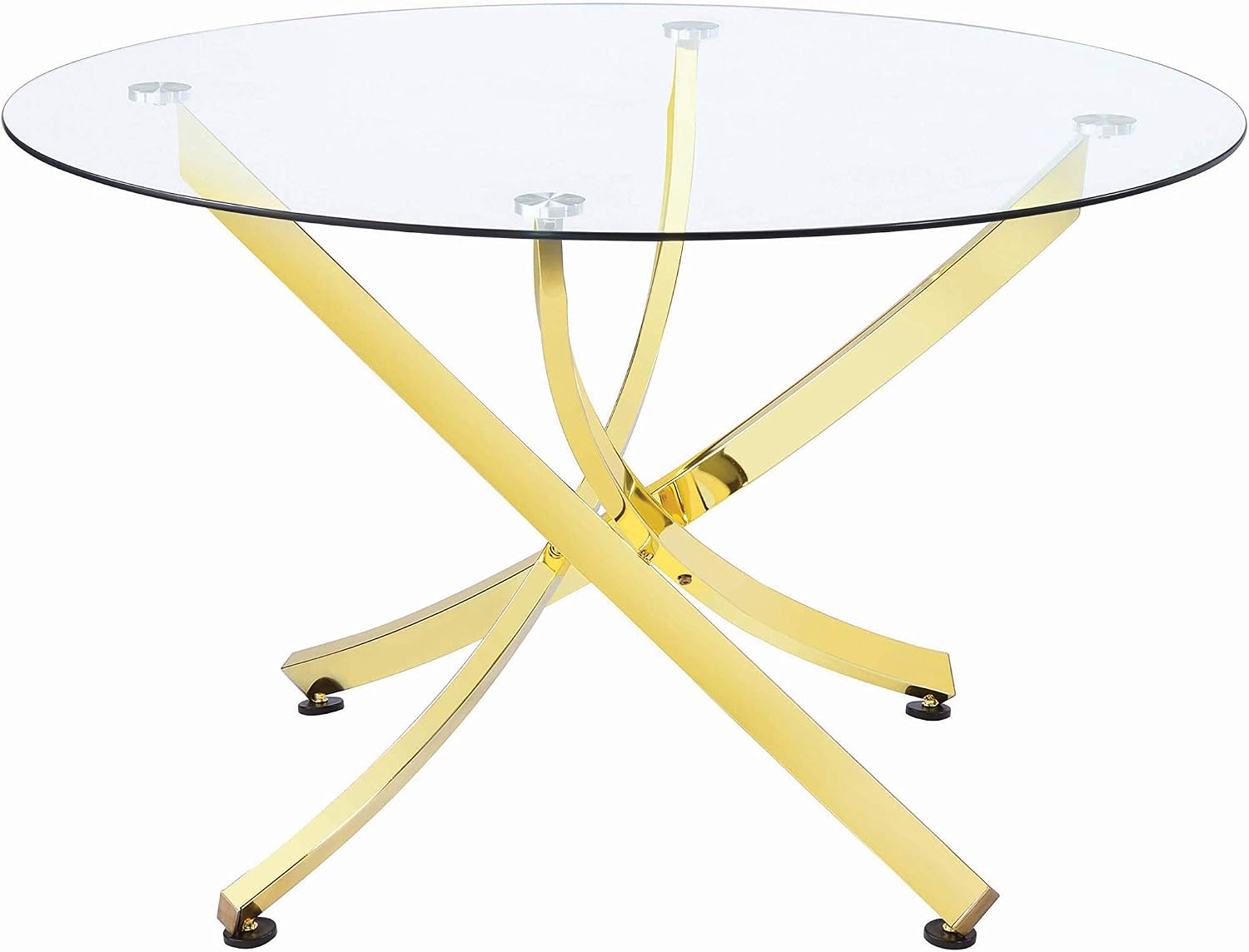 Coaster Home Furnishings Beckham 46" Round Dining Table with Glass Top and Asterisk Metal Base, Sculptural Modern Glass Dining Table for Kitchens, Brass