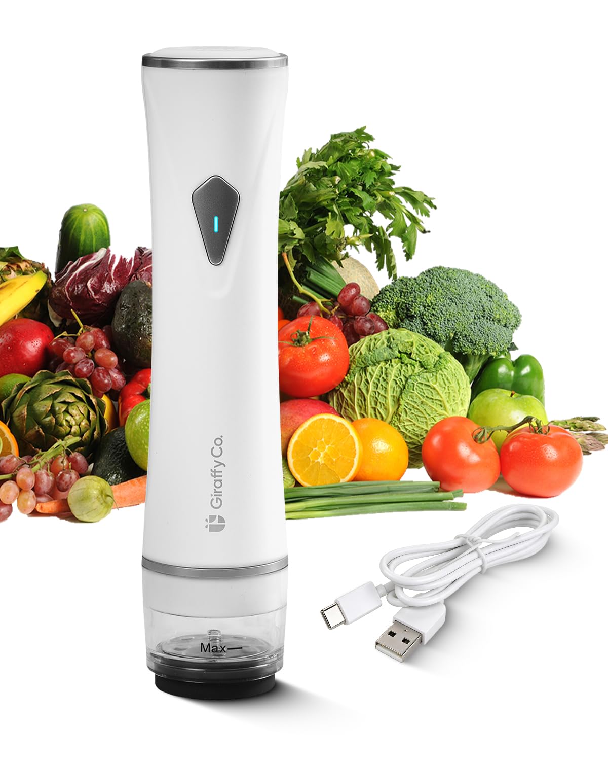 Giraffy Co. White Giraffyco Compact Food Vacuum Sealer Machine Only, Portable Rechargeable