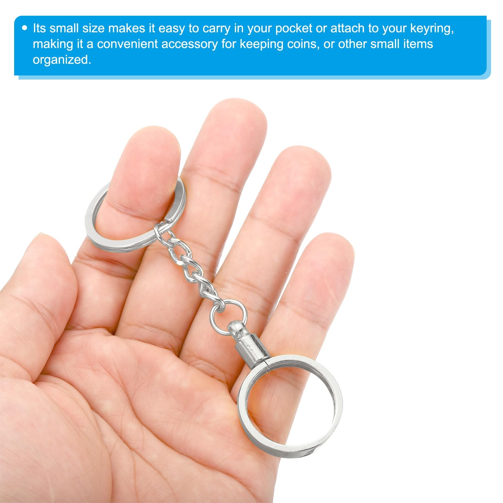 PATIKIL Coin Holder Keychain, 25mm Round Medallion Holder with Metal Key Ring for Coins Medallion Silver - Image 4