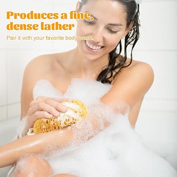 Body Bath Sponge 2PCS Sponges Bath Large Soft Honeycomb Bath Sponges Shower Sponges for Women Men Exfoliating Body Sponge Dense Foam for Gentle & Deep Cleansing, Ultra-Soft for Sensitive Dry Skin