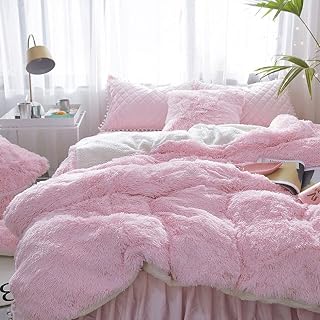Pink Warm Bedding Set Kids Girls Princess Duvet Cover Bed Setbedskirt Bedspread Set of Bed Linen 5 Full Size 7pcs (2 Queen Size 4pcs)