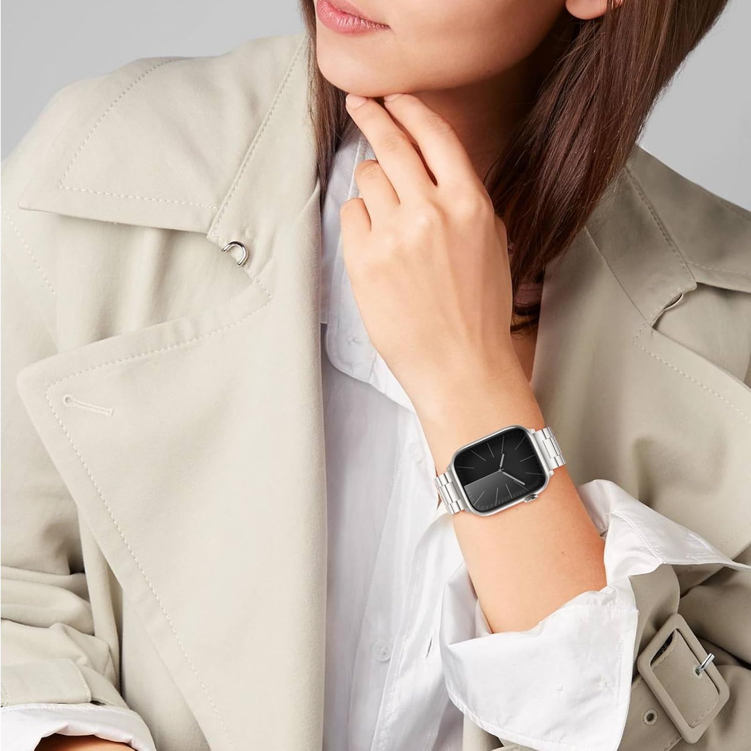 2-Pack Compatible for Apple Watch Band 49mm 46mm 45mm 44mm 42mm,Stainless Steel Replacement Strap Metal Bands for iWatch Ultra 3/2/1 Series 11/10/9/8/7/6/5/4/3/2/1/SE/SE2/SE3 Women Men,Black+StarLight - Image 9