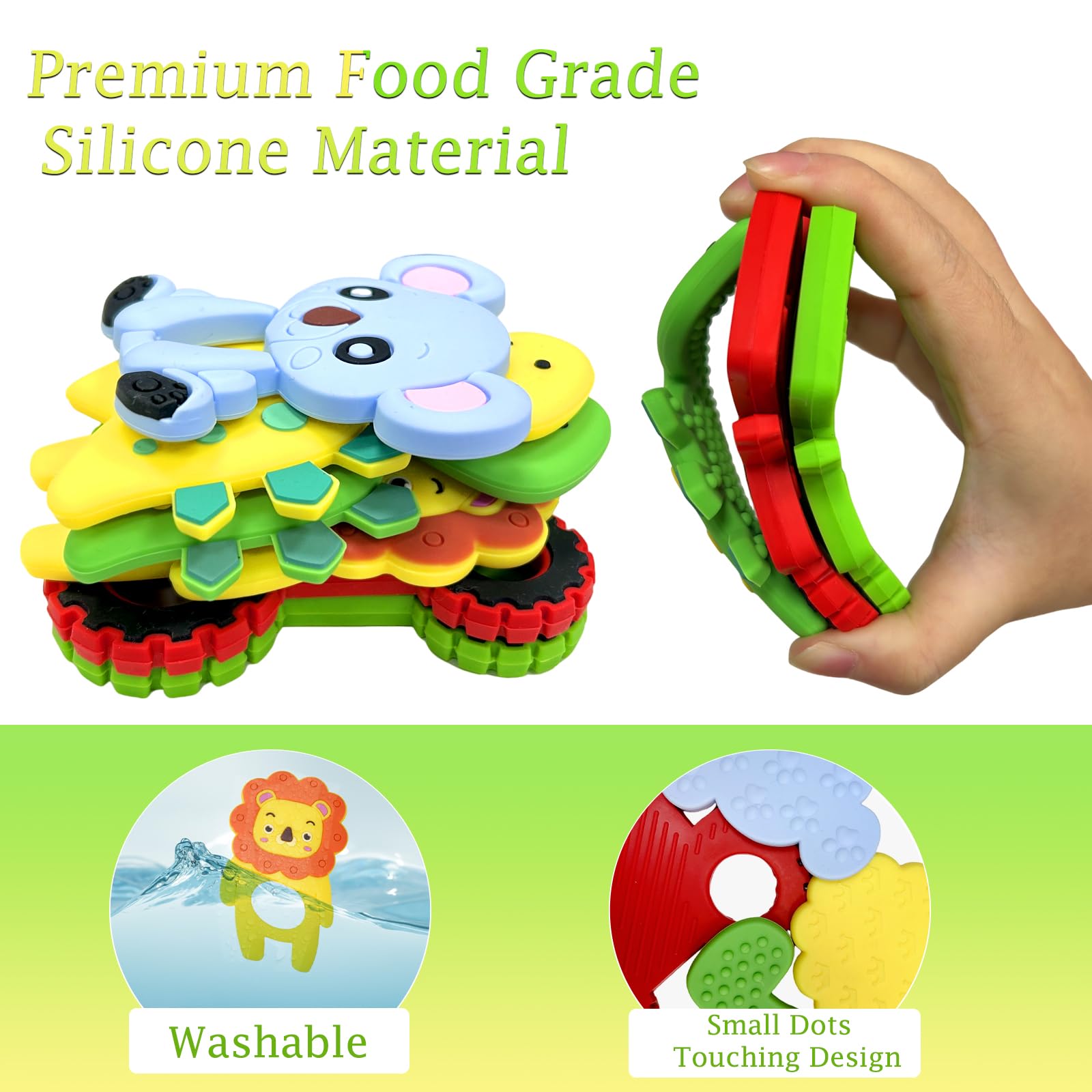 Massaggiagengive Infatot A Forma Di Manubrio | Giocattolo Sensoriale In Silicone Per Neonati 0-6 Mesi, Con Clip E Custodia