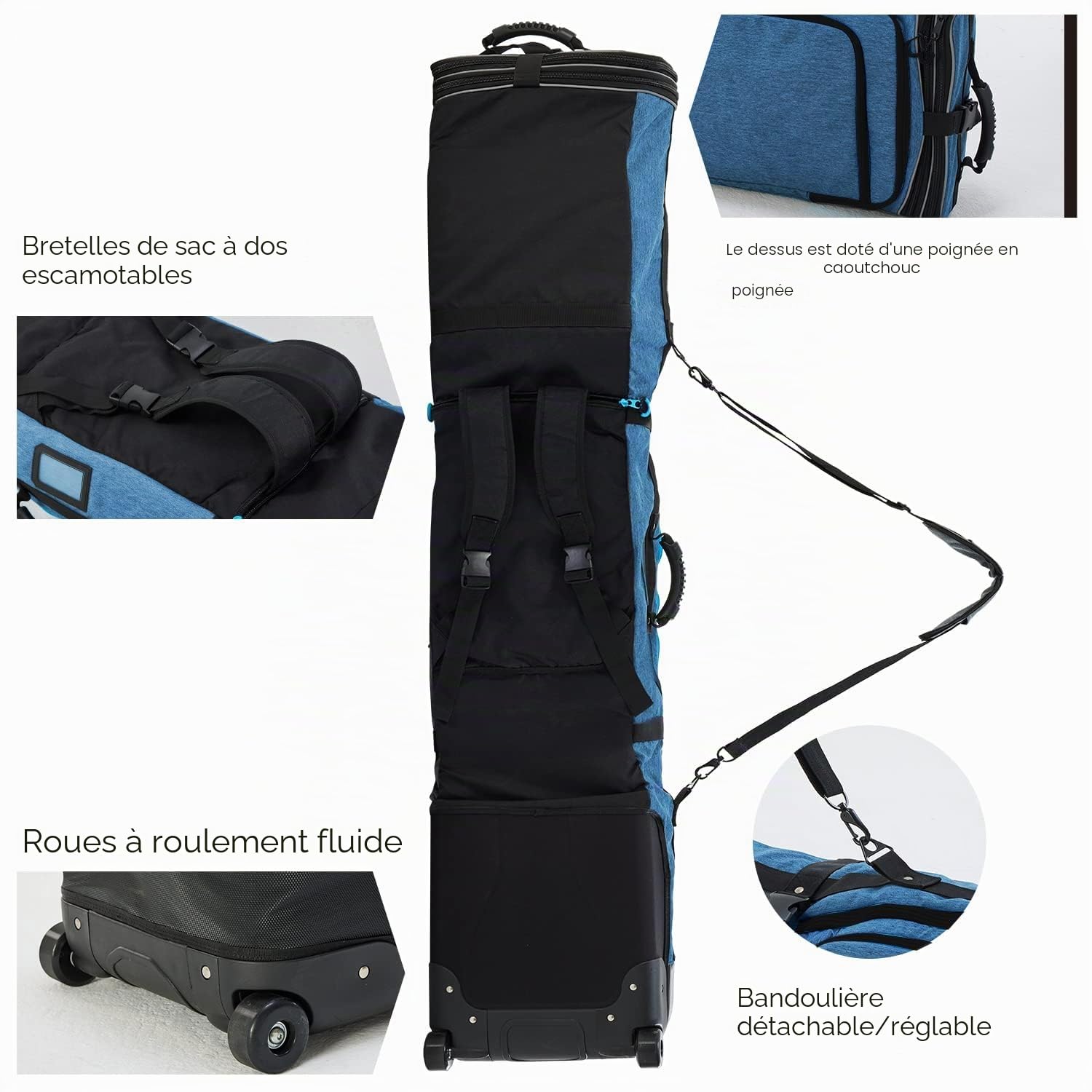 XCMAN Sac à roulettes pour Snowboard à Longueur réglable