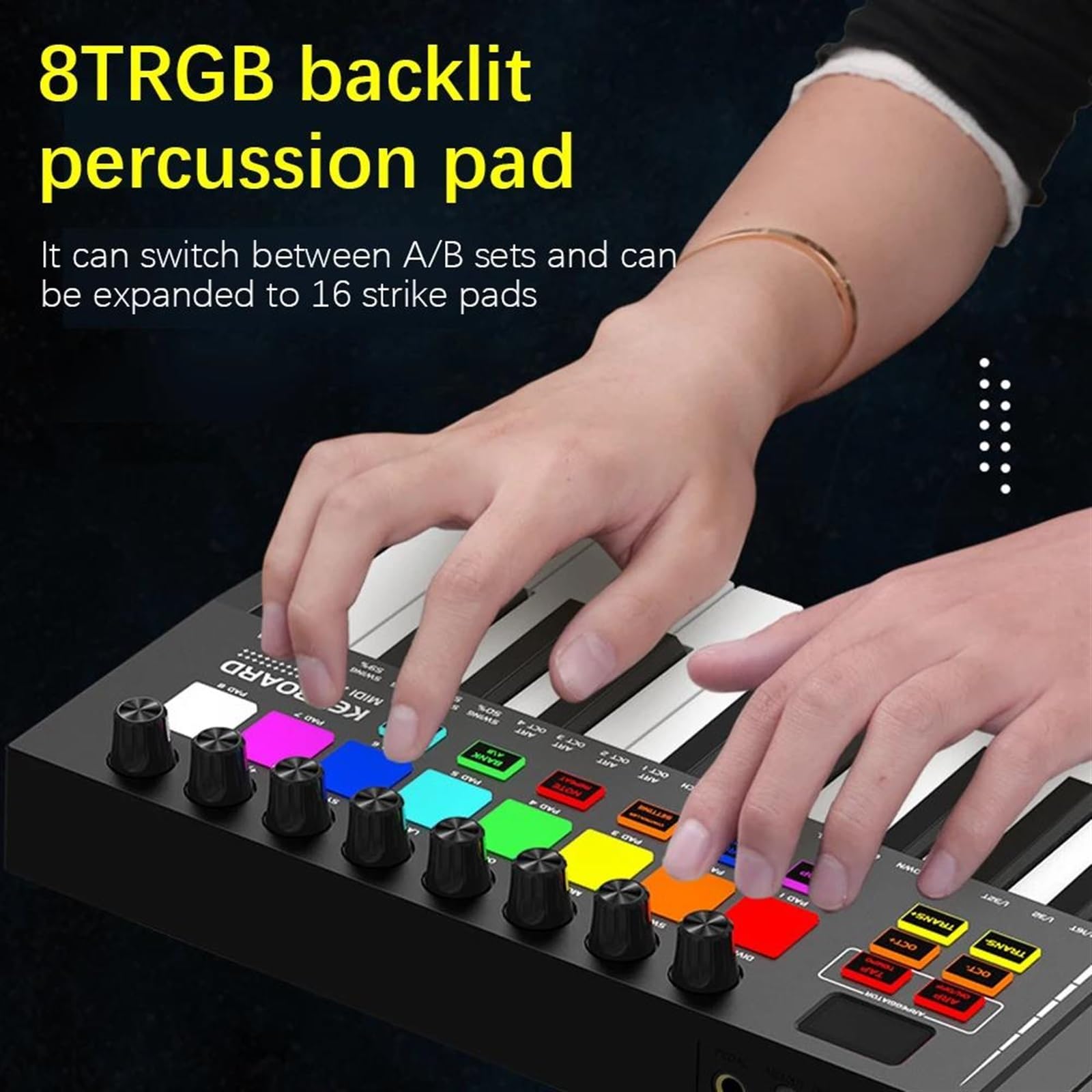 Anfänger Elektronisches Klavier 25-Tasten-MIDI-Keyboard-Controller Professioneller Elektronischer Audio-Portabler Anordnungsanzeige-Knöpfe