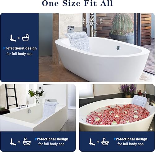 Miniatura 7 de SurSoul - Almohada de baño de cuerpo completo, almohada de spa de secado rápido para bañera, almohada de bañera con PVC suave, cama de baño con