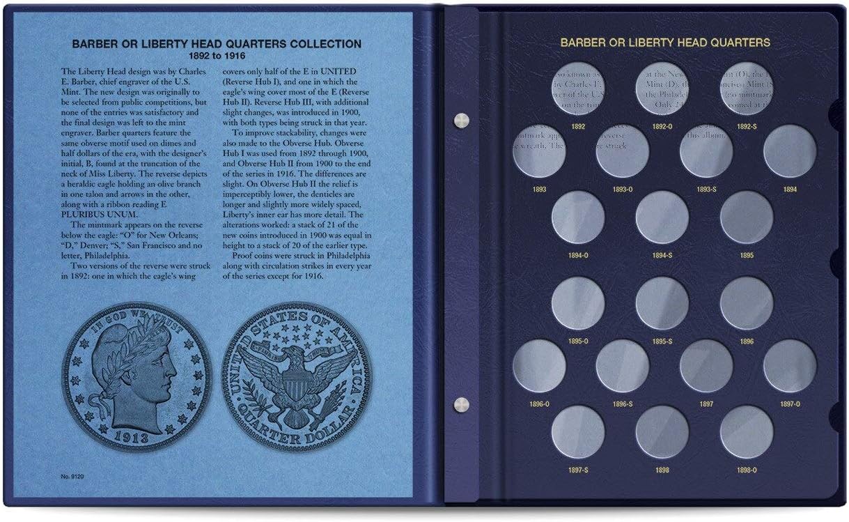 Whitman US Liberty Head (Barber) Quarter Album 1892 - 1916 #9120