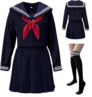 Japanese-style Sailor Uniform sailor suit three-piece set navy blue cosplay photography school uniform - Buy now