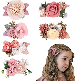 Hipcheer flower girl hair clip，6pcs Floral Hair Bows Accessories for Baby Girl Toddles Teen Women Gifts (Pink)
