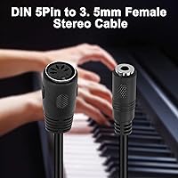 Vista 6 de MEIRIYFA Cable de audio DIN MIDI de 5 pines a TRS de 0.138 in, adaptador de cable de audio profesional TRS hembra a DIN hembra de 5 pines