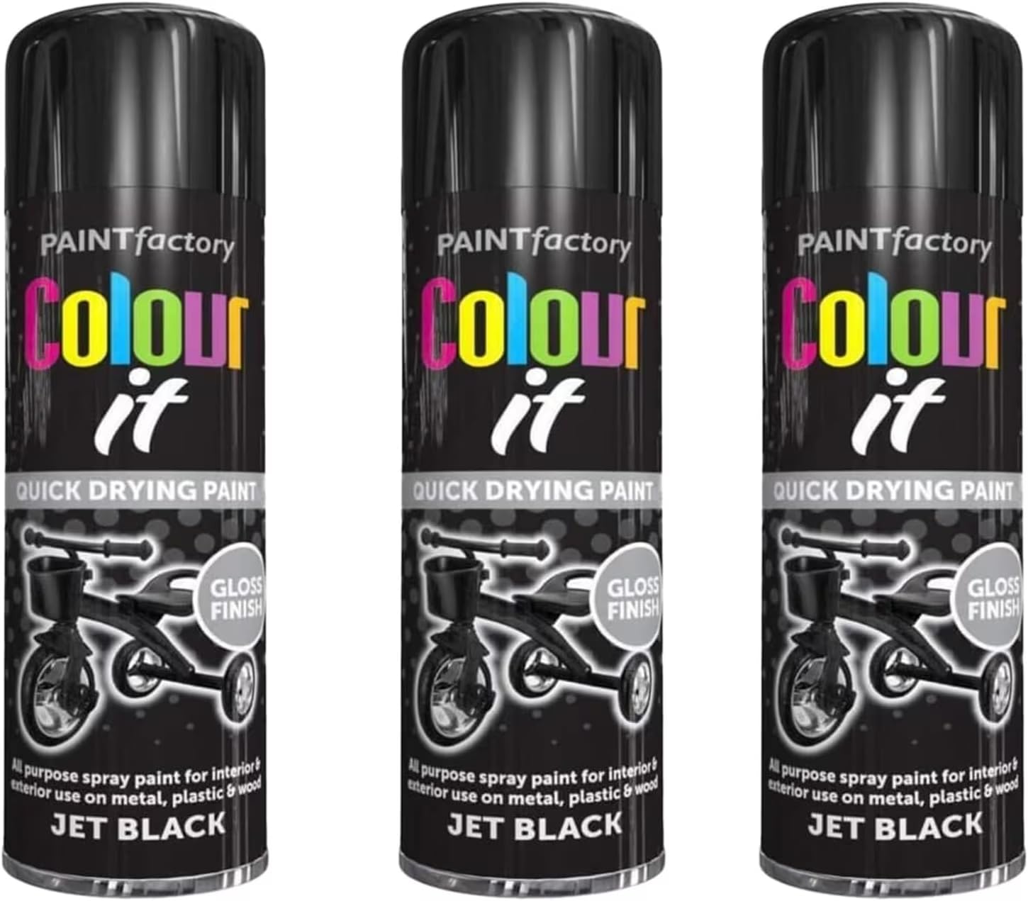 SDMAX Black gloss spray can 250ml, general purpose - Aerosol Colour It Spray, Quick Drying DIY Plastic Metal Wood, Professional Finish Spray Wood Colour Paint 250ml (1)