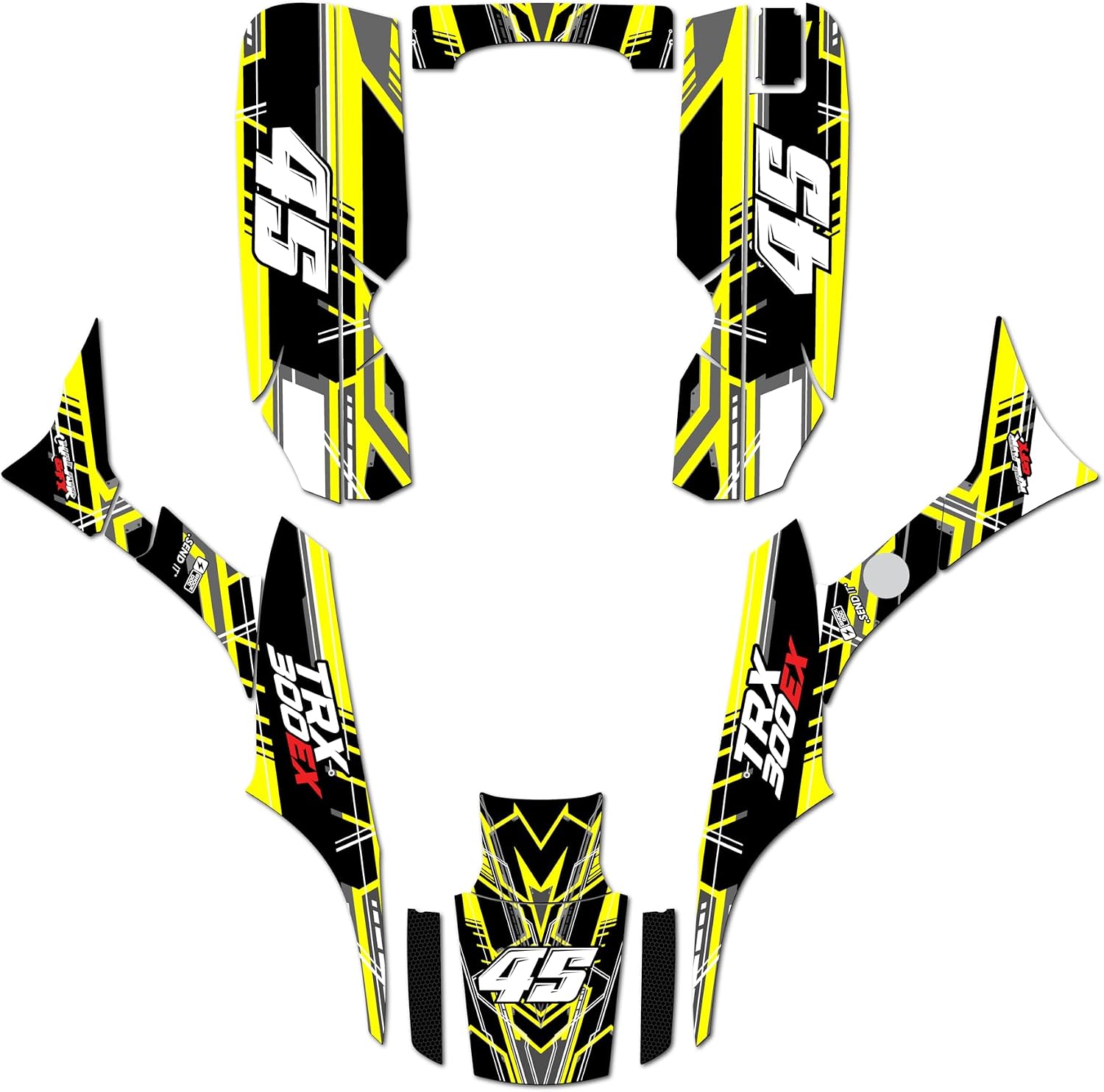 Graphics Kit for Honda TRX 300EX (1993-2006) Swift Series Yellow 21 Mil- ATV UTV Custom Racing Graphics Stickers Decals Kit, no-plastics